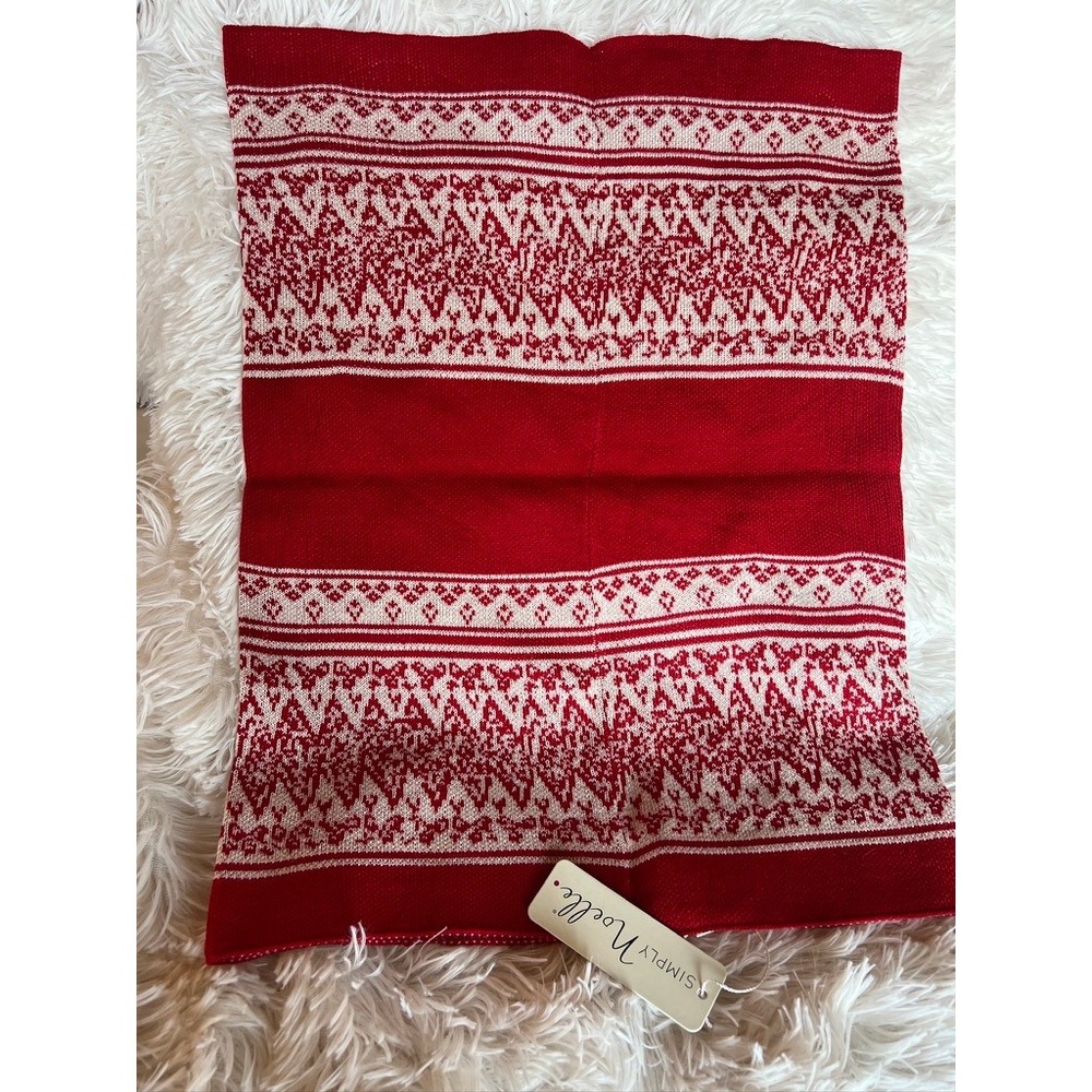 Simply Noelle Infinity Tube Scarf OS Red Cream Fair Isle Knit Winter Neck Warmer
